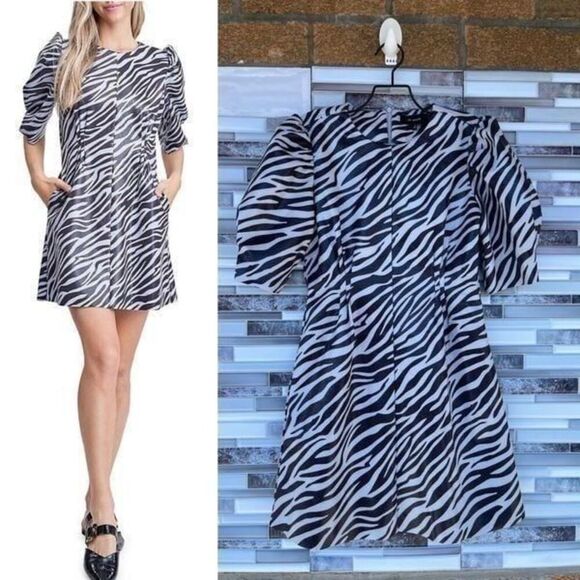 En Saison Zebra Print Mini Dress small - Picture 1 of 12